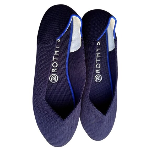 Rothys Round Toe Shoes Maritime Navy Blue Halo Loafer Slip On Ballet Flat Sz 8 - Picture 4 of 8